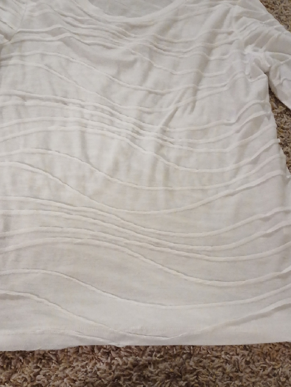 Vera Wang Cream Wave-Textured Long Sleeve Top - Picture 5 of 7